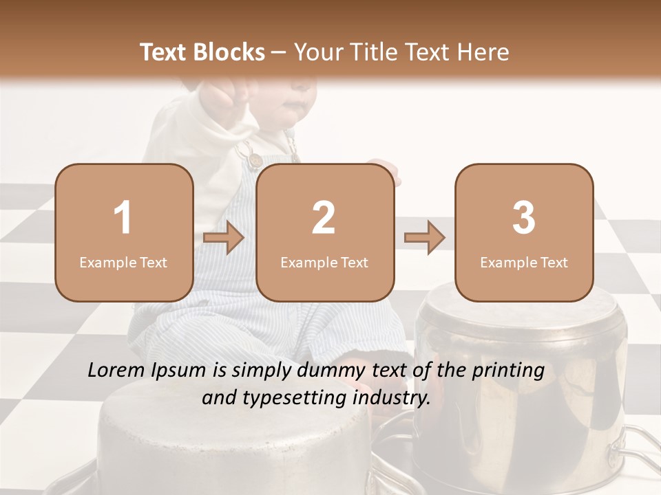A Baby Playing With A Drum On A Checkered Floor PowerPoint Template