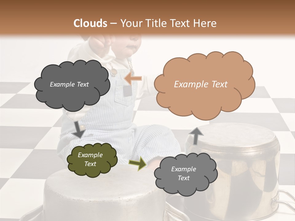 A Baby Playing With A Drum On A Checkered Floor PowerPoint Template