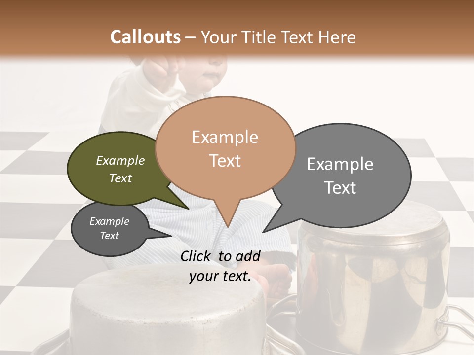 A Baby Playing With A Drum On A Checkered Floor PowerPoint Template