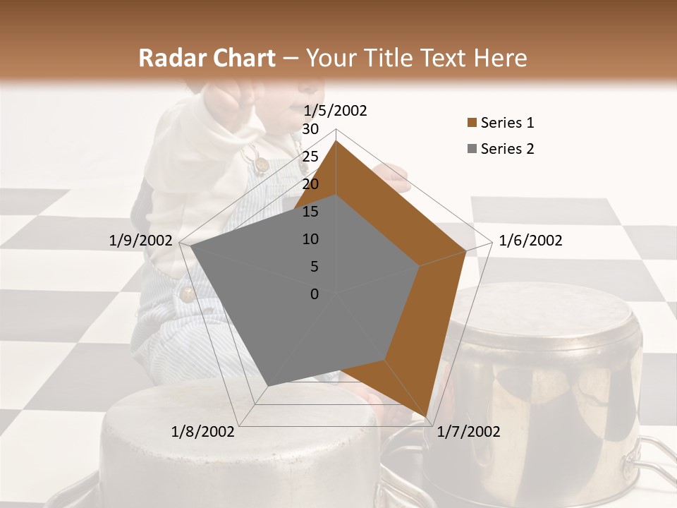 A Baby Playing With A Drum On A Checkered Floor PowerPoint Template