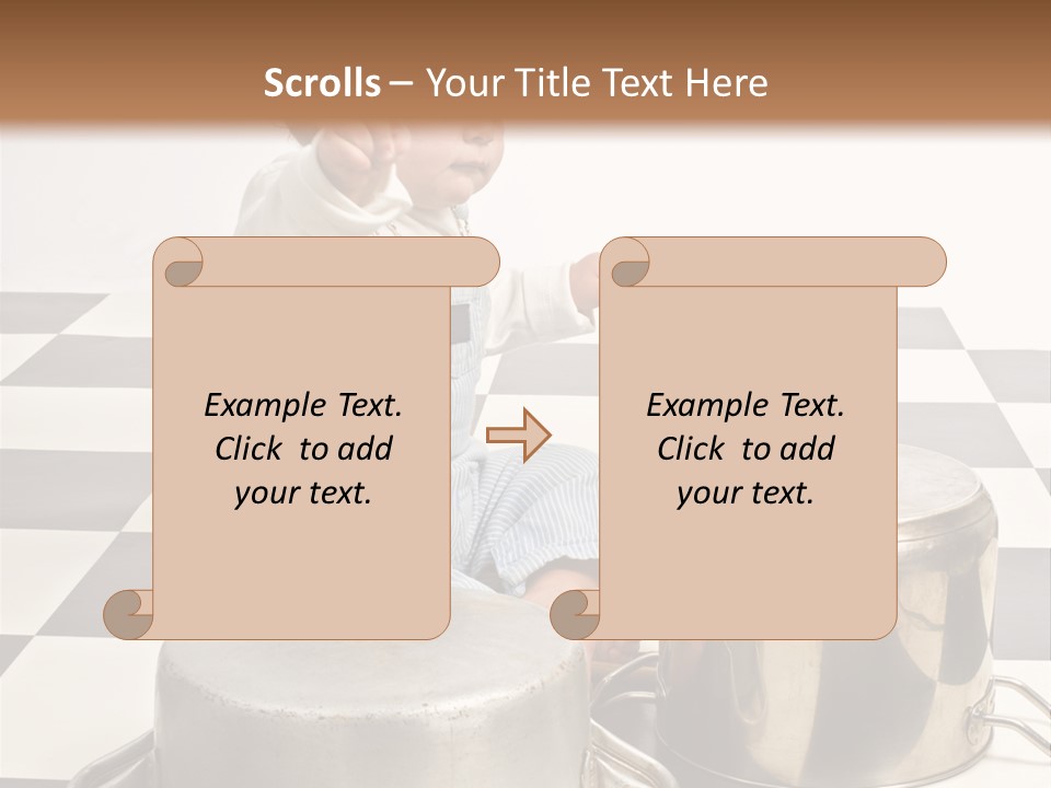 A Baby Playing With A Drum On A Checkered Floor PowerPoint Template