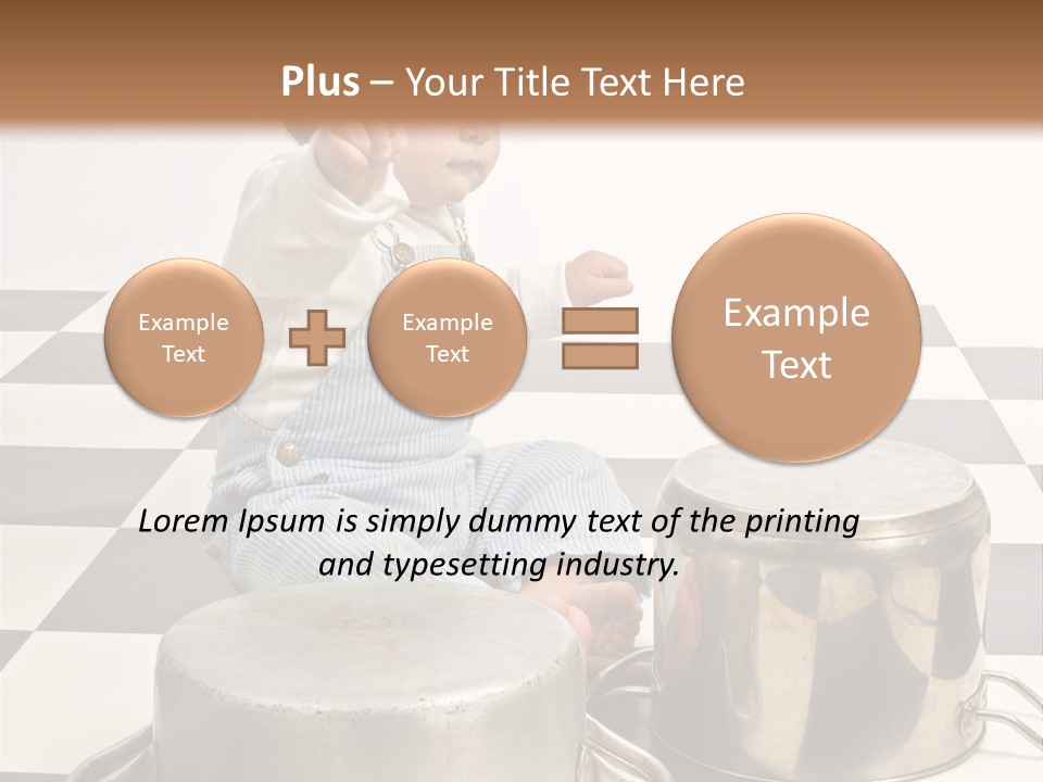 A Baby Playing With A Drum On A Checkered Floor PowerPoint Template