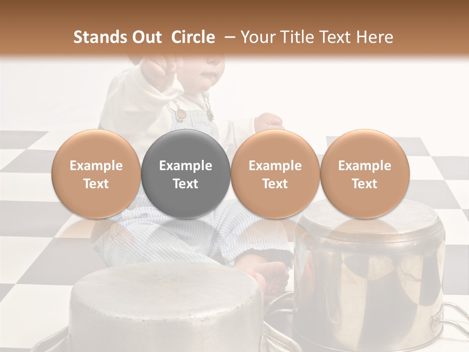 A Baby Playing With A Drum On A Checkered Floor PowerPoint Template