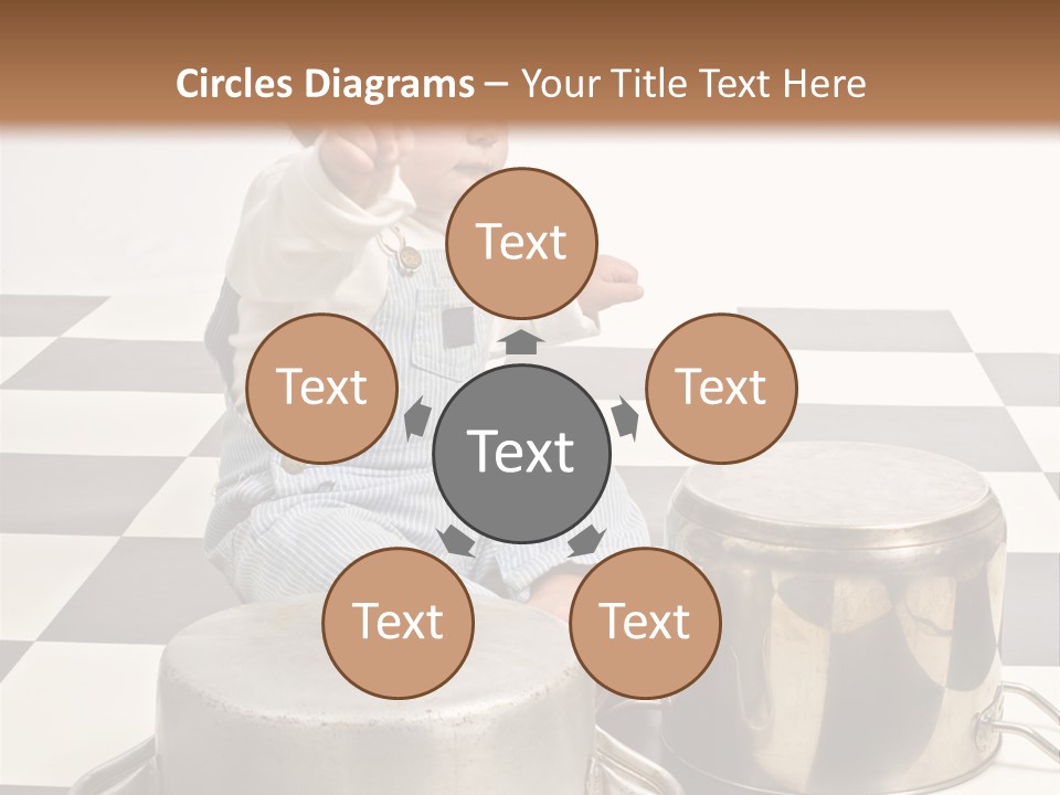 A Baby Playing With A Drum On A Checkered Floor PowerPoint Template