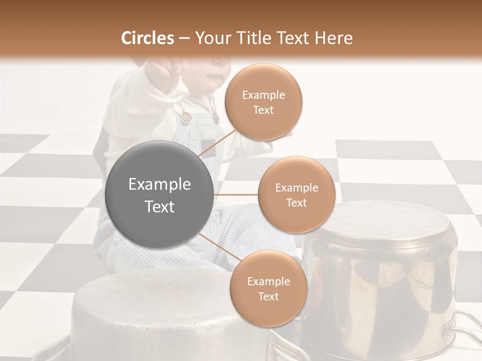 A Baby Playing With A Drum On A Checkered Floor PowerPoint Template