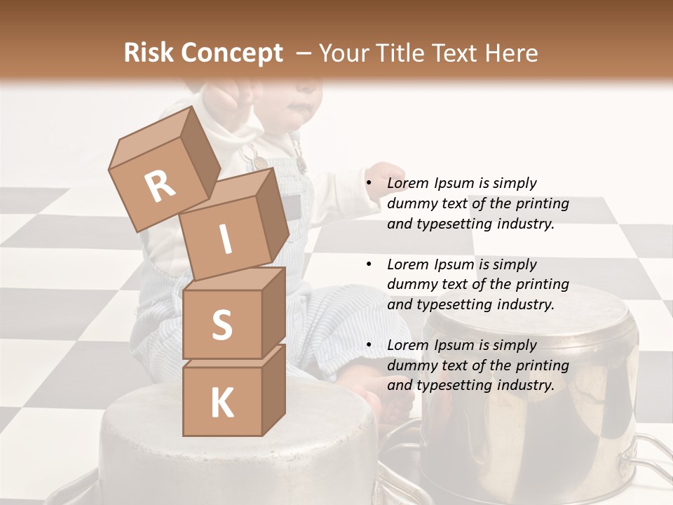 A Baby Playing With A Drum On A Checkered Floor PowerPoint Template