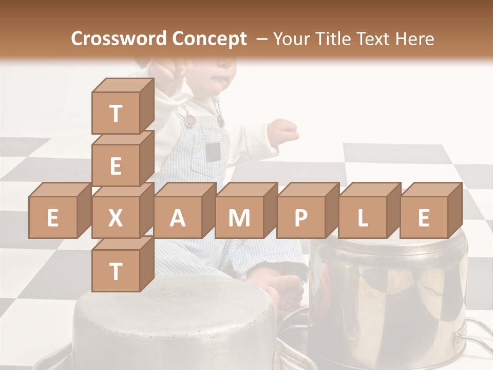 A Baby Playing With A Drum On A Checkered Floor PowerPoint Template