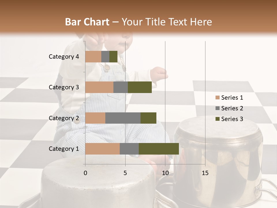 A Baby Playing With A Drum On A Checkered Floor PowerPoint Template