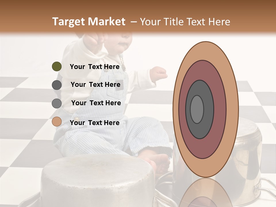 A Baby Playing With A Drum On A Checkered Floor PowerPoint Template