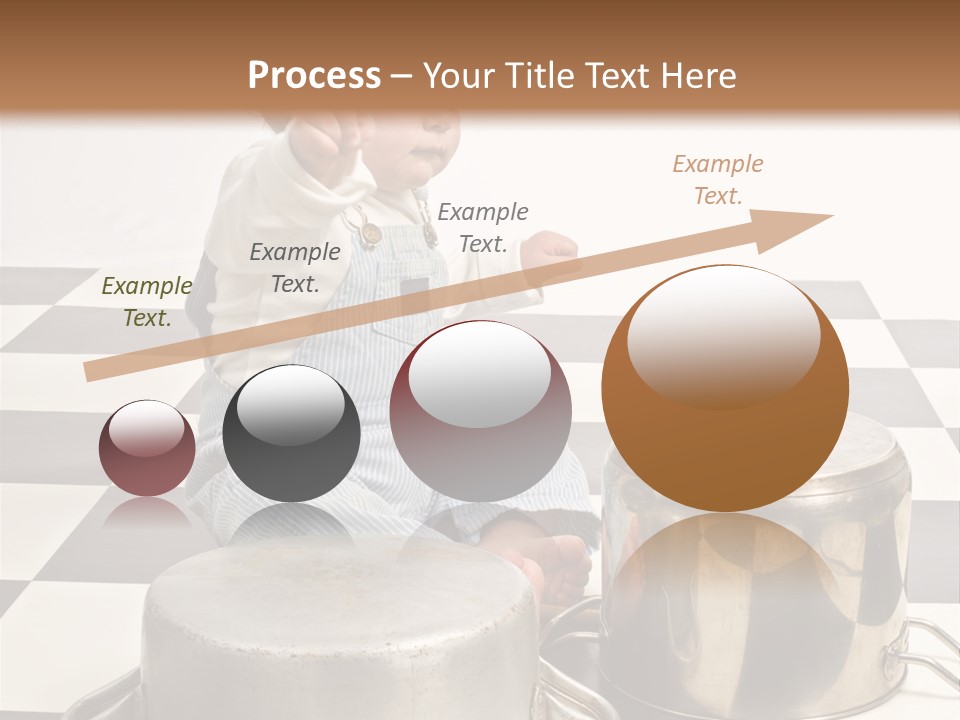 A Baby Playing With A Drum On A Checkered Floor PowerPoint Template