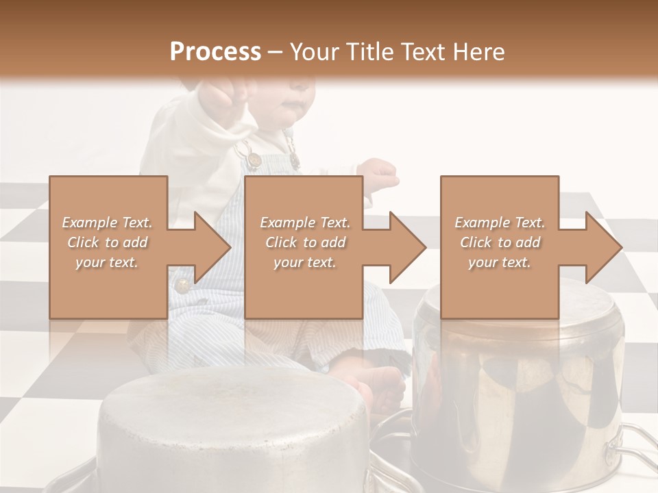 A Baby Playing With A Drum On A Checkered Floor PowerPoint Template
