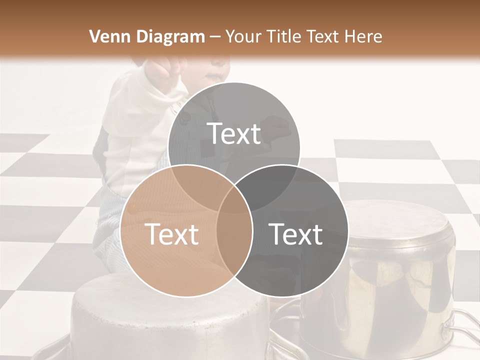 A Baby Playing With A Drum On A Checkered Floor PowerPoint Template