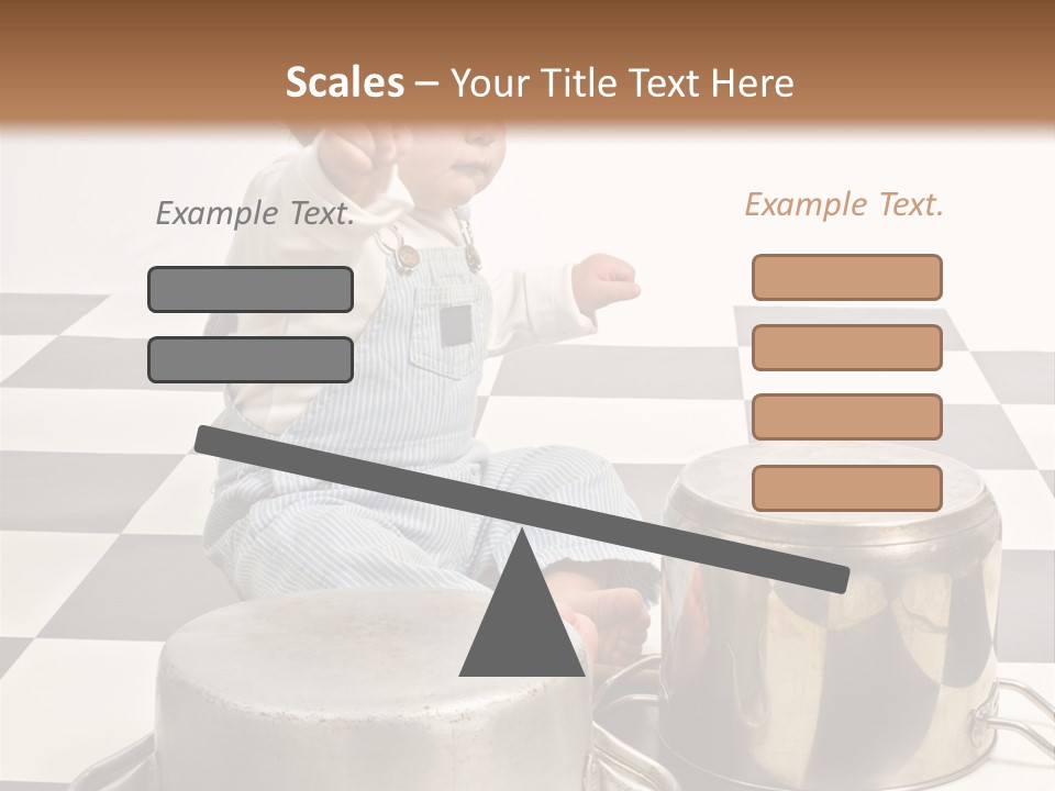 A Baby Playing With A Drum On A Checkered Floor PowerPoint Template