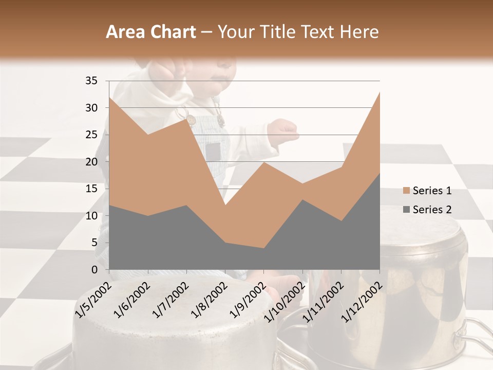A Baby Playing With A Drum On A Checkered Floor PowerPoint Template