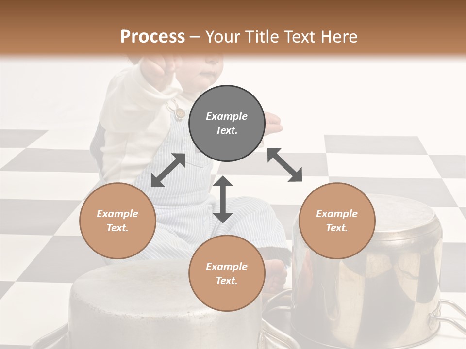 A Baby Playing With A Drum On A Checkered Floor PowerPoint Template