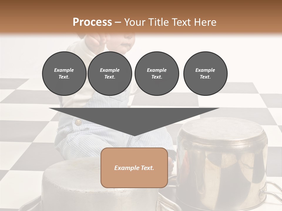 A Baby Playing With A Drum On A Checkered Floor PowerPoint Template