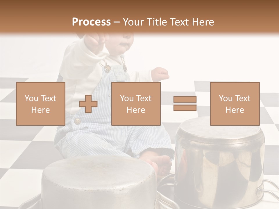 A Baby Playing With A Drum On A Checkered Floor PowerPoint Template