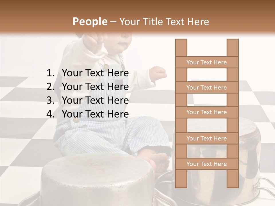 A Baby Playing With A Drum On A Checkered Floor PowerPoint Template