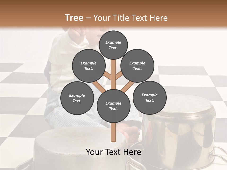 A Baby Playing With A Drum On A Checkered Floor PowerPoint Template