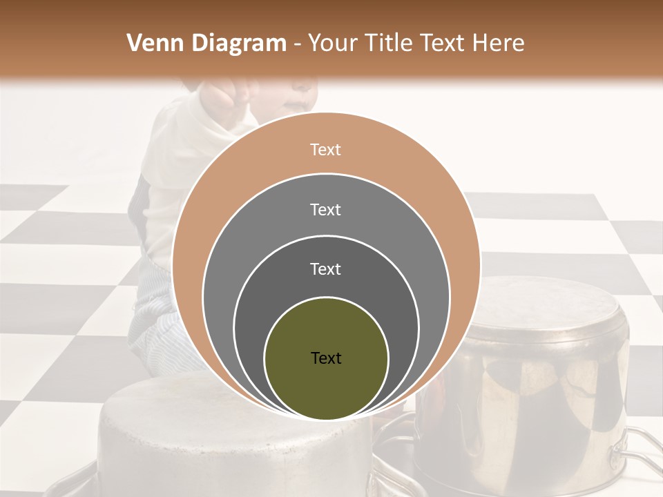 A Baby Playing With A Drum On A Checkered Floor PowerPoint Template