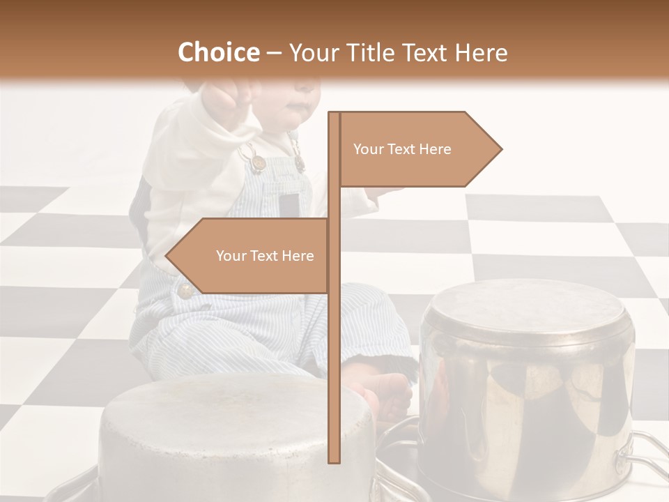 A Baby Playing With A Drum On A Checkered Floor PowerPoint Template