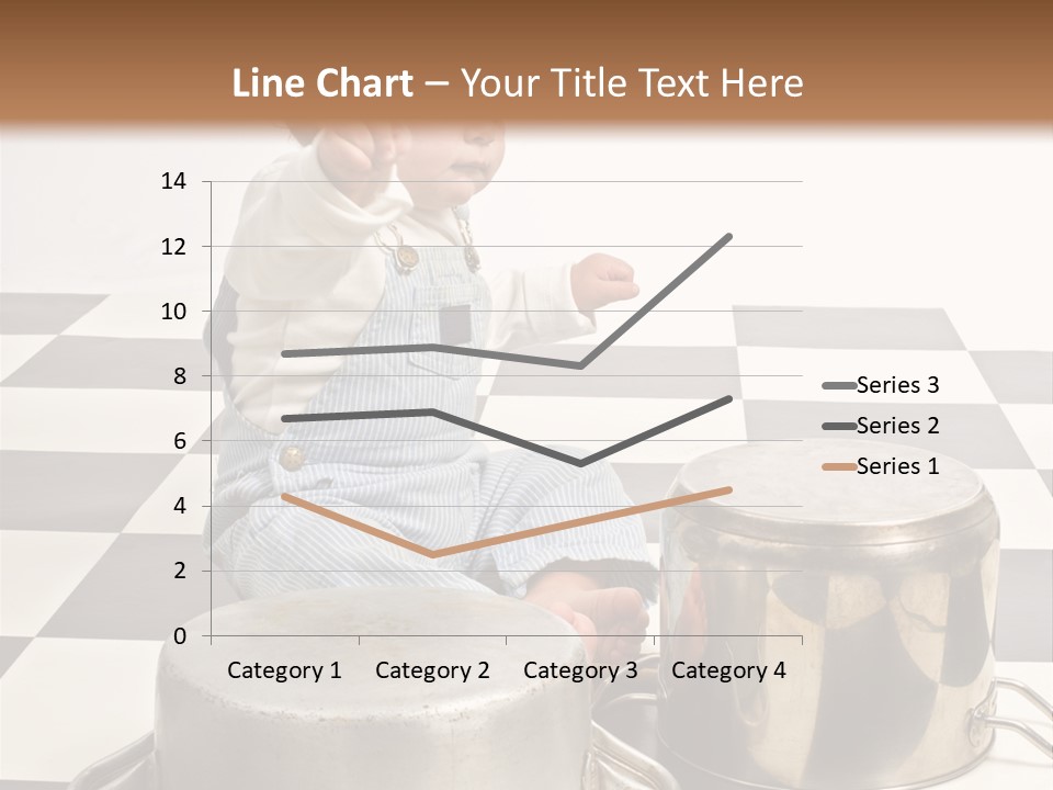 A Baby Playing With A Drum On A Checkered Floor PowerPoint Template