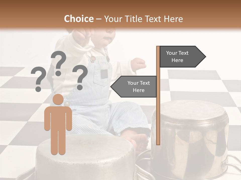 A Baby Playing With A Drum On A Checkered Floor PowerPoint Template