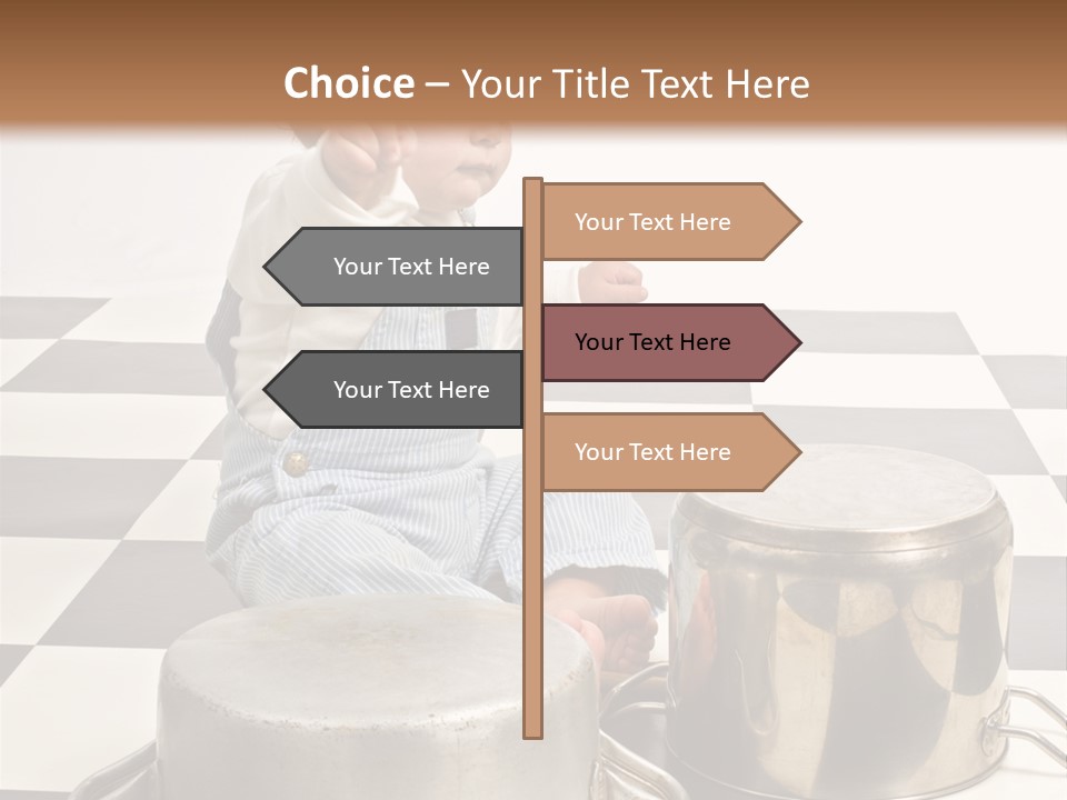 A Baby Playing With A Drum On A Checkered Floor PowerPoint Template