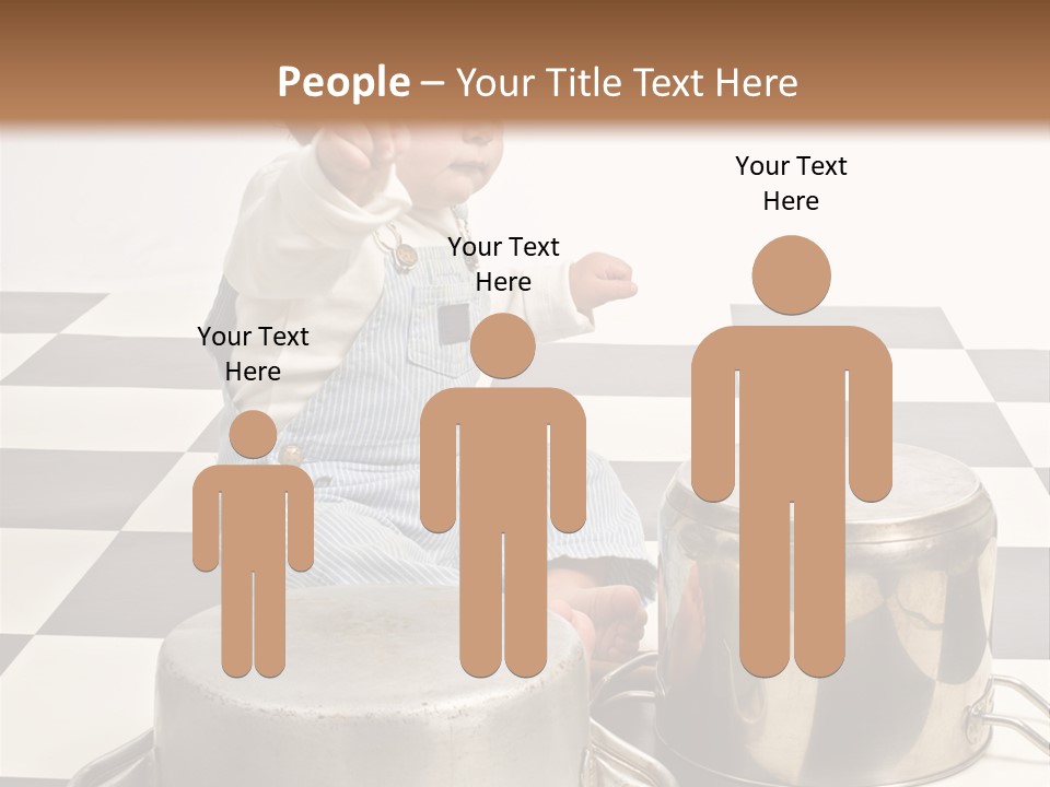 A Baby Playing With A Drum On A Checkered Floor PowerPoint Template