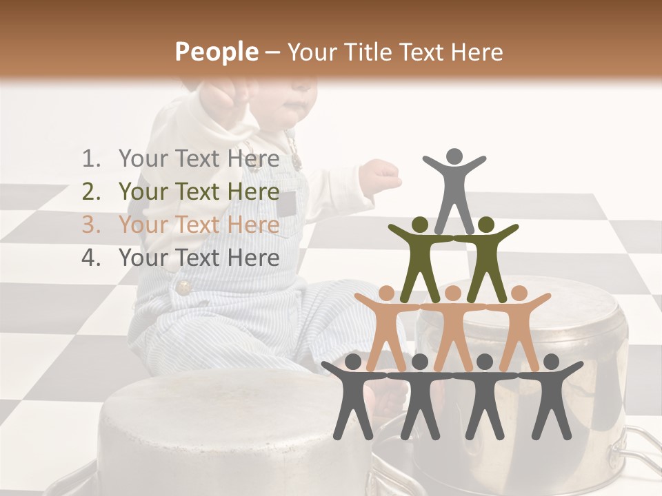 A Baby Playing With A Drum On A Checkered Floor PowerPoint Template