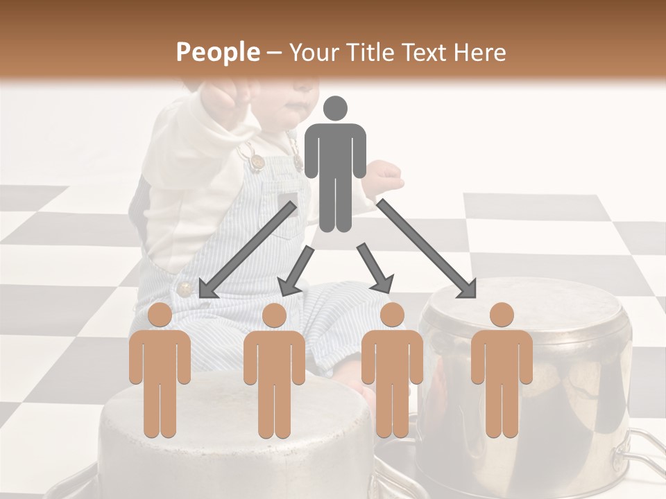 A Baby Playing With A Drum On A Checkered Floor PowerPoint Template