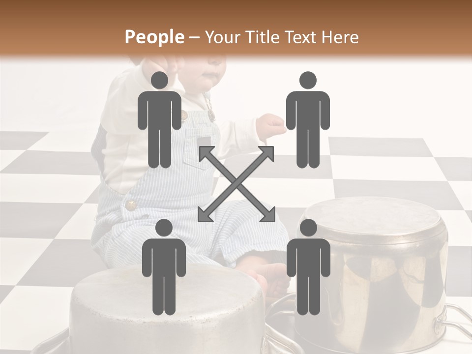 A Baby Playing With A Drum On A Checkered Floor PowerPoint Template