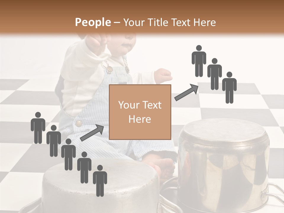 A Baby Playing With A Drum On A Checkered Floor PowerPoint Template