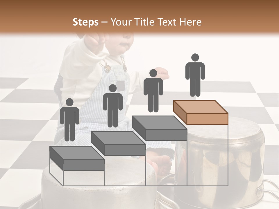 A Baby Playing With A Drum On A Checkered Floor PowerPoint Template