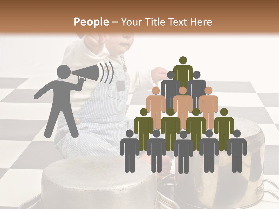 A Baby Playing With A Drum On A Checkered Floor PowerPoint Template