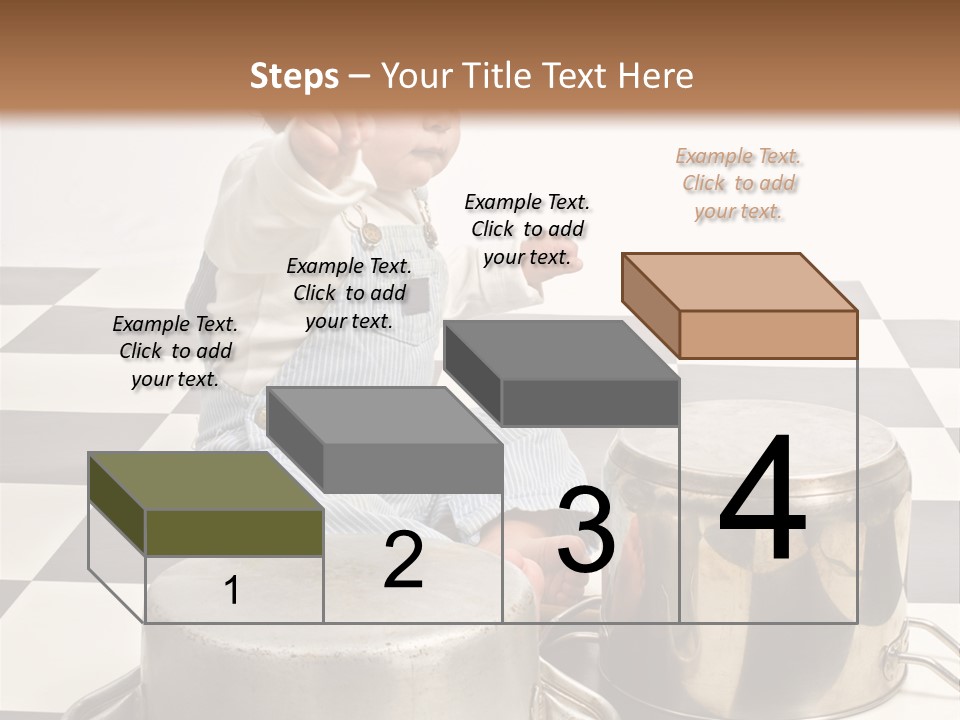 A Baby Playing With A Drum On A Checkered Floor PowerPoint Template