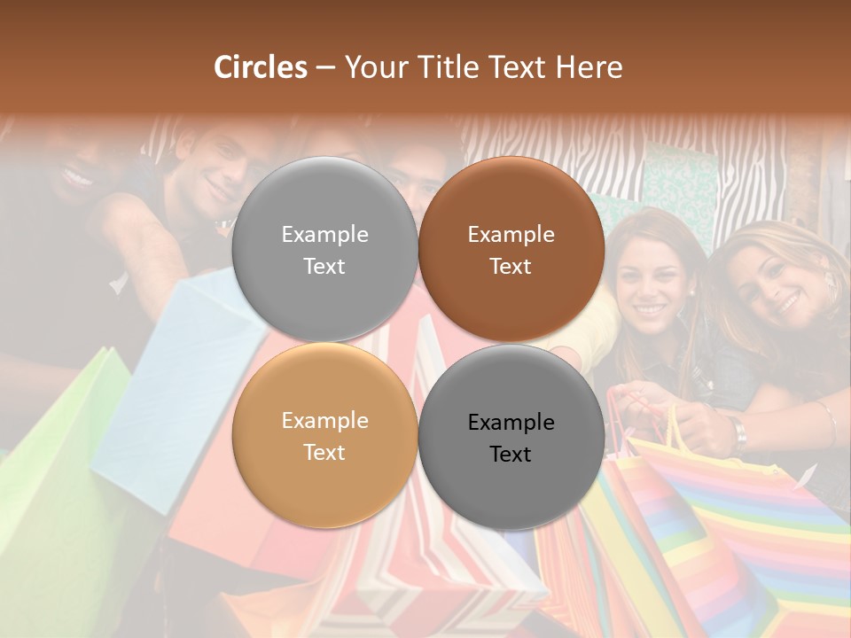 A Group Of People Holding Shopping Bags And Posing For A Picture PowerPoint Template