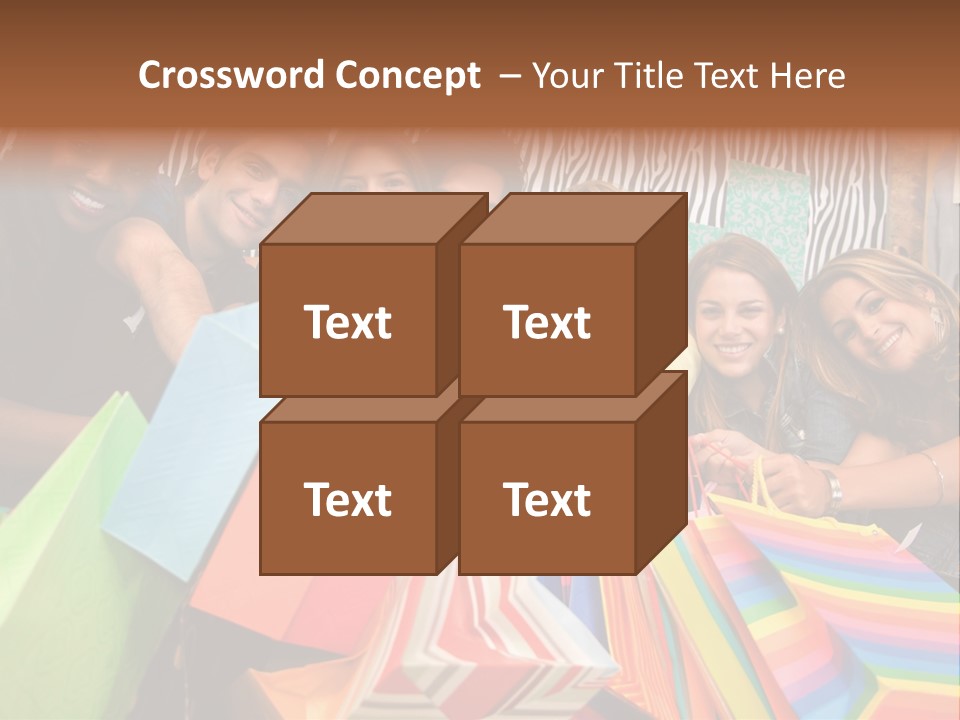 A Group Of People Holding Shopping Bags And Posing For A Picture PowerPoint Template