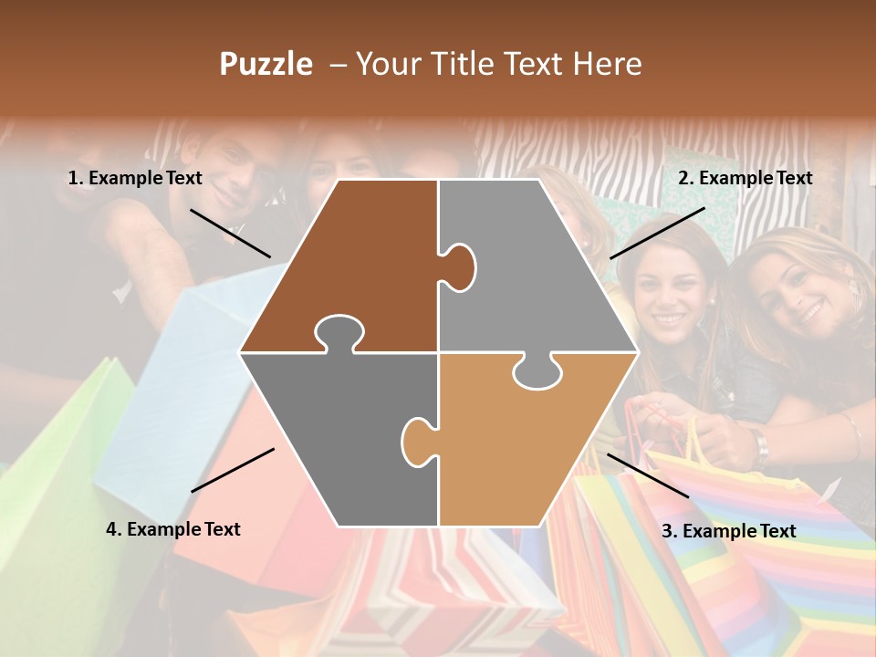 A Group Of People Holding Shopping Bags And Posing For A Picture PowerPoint Template