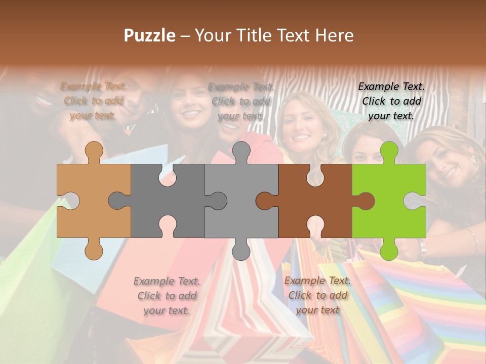 A Group Of People Holding Shopping Bags And Posing For A Picture PowerPoint Template