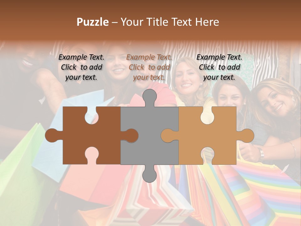 A Group Of People Holding Shopping Bags And Posing For A Picture PowerPoint Template