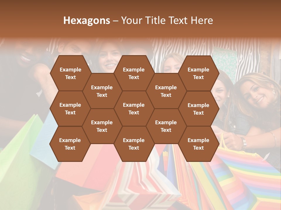 A Group Of People Holding Shopping Bags And Posing For A Picture PowerPoint Template