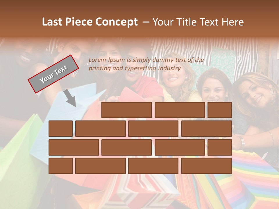 A Group Of People Holding Shopping Bags And Posing For A Picture PowerPoint Template