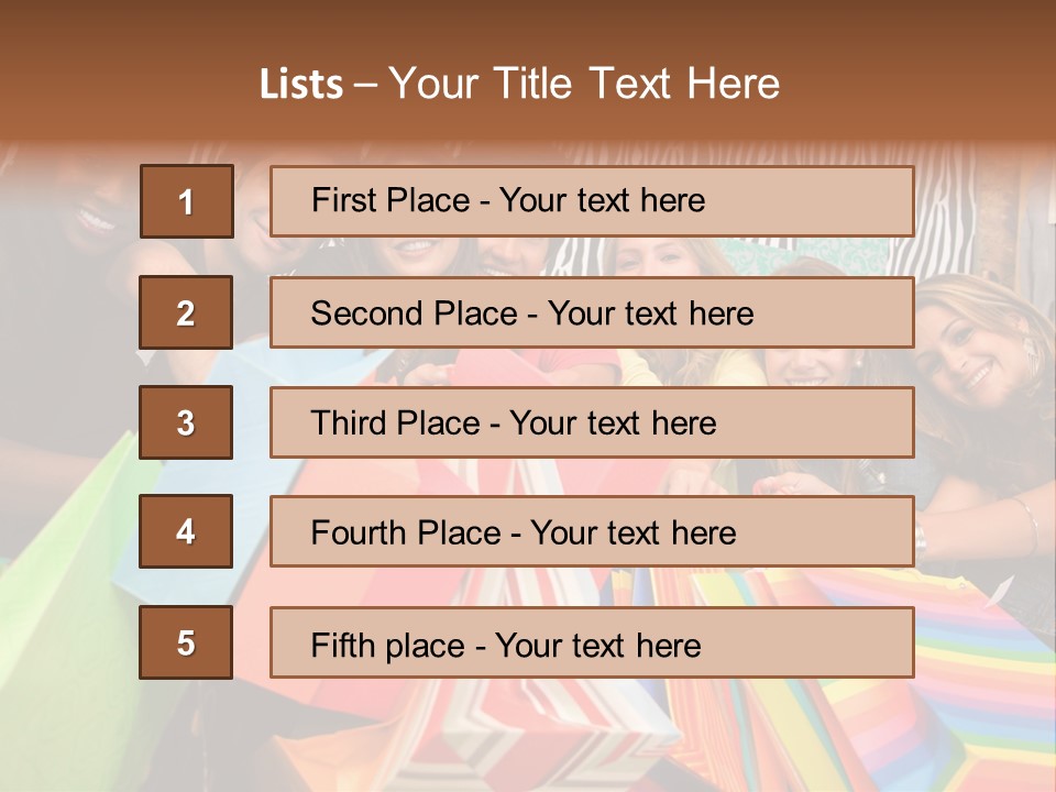 A Group Of People Holding Shopping Bags And Posing For A Picture PowerPoint Template