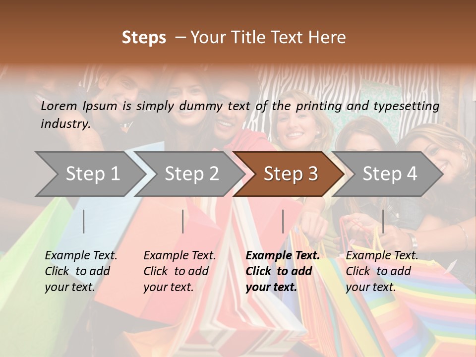 A Group Of People Holding Shopping Bags And Posing For A Picture PowerPoint Template