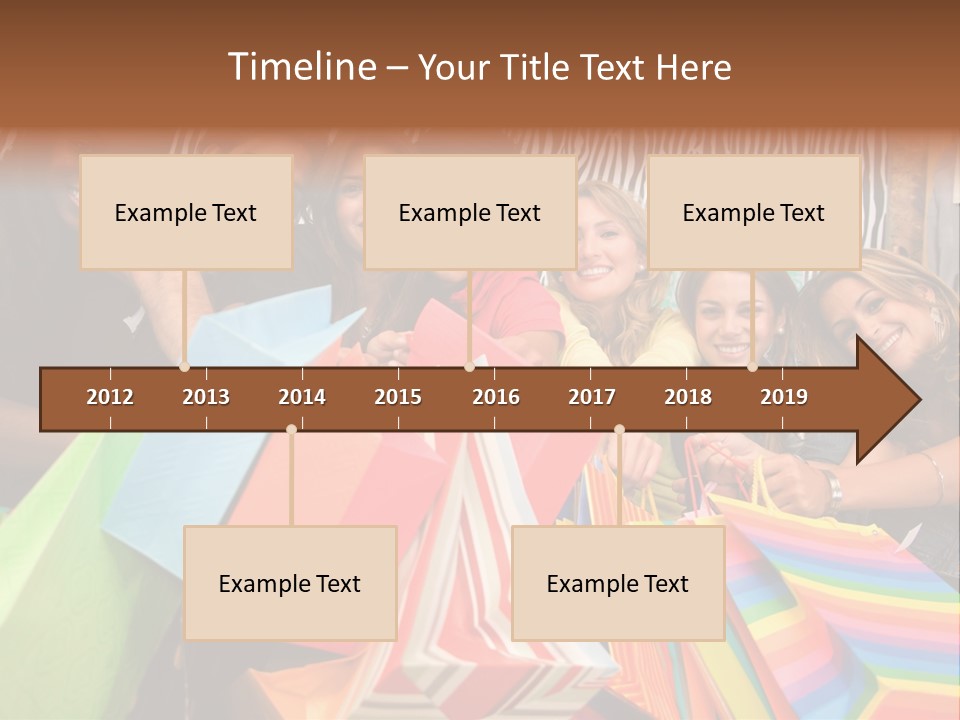 A Group Of People Holding Shopping Bags And Posing For A Picture PowerPoint Template