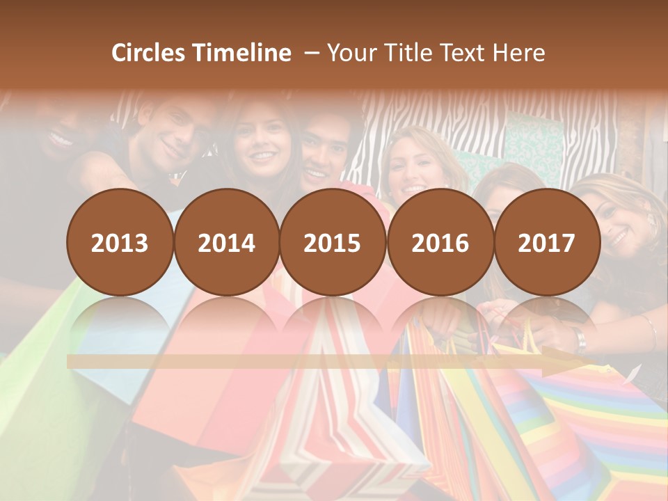 A Group Of People Holding Shopping Bags And Posing For A Picture PowerPoint Template