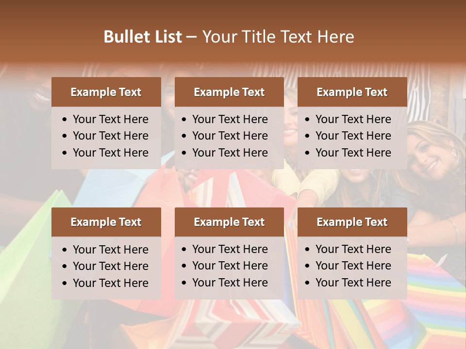 A Group Of People Holding Shopping Bags And Posing For A Picture PowerPoint Template