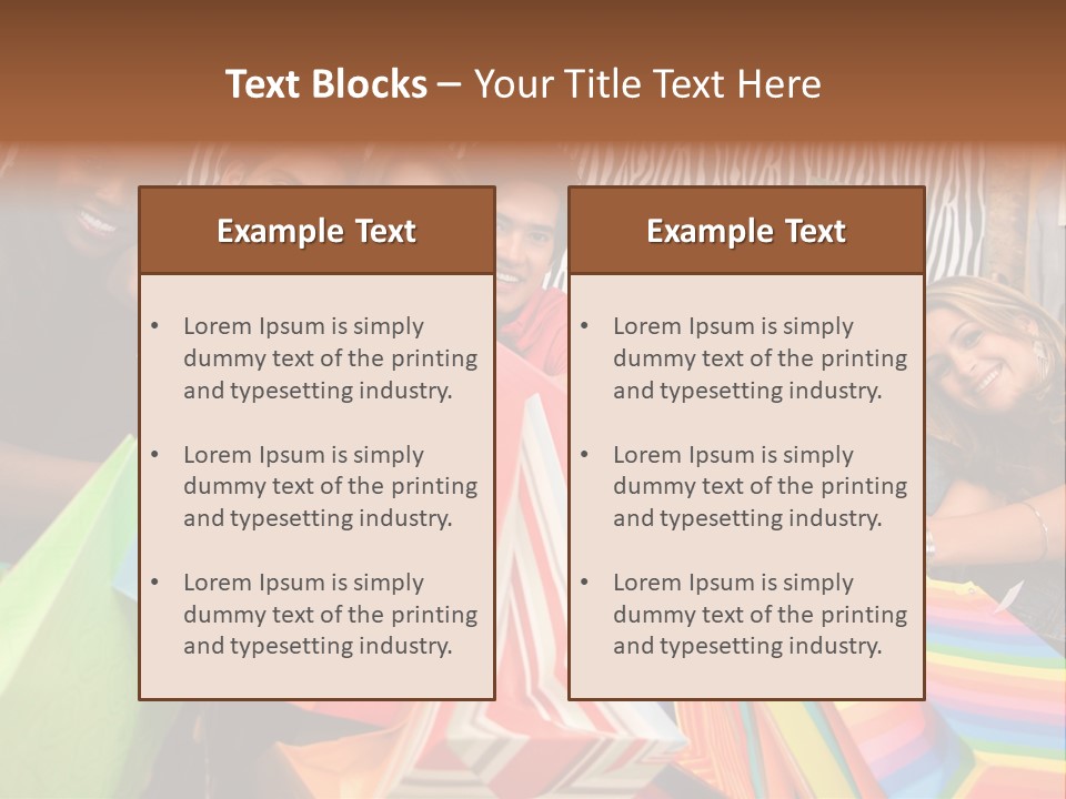 A Group Of People Holding Shopping Bags And Posing For A Picture PowerPoint Template