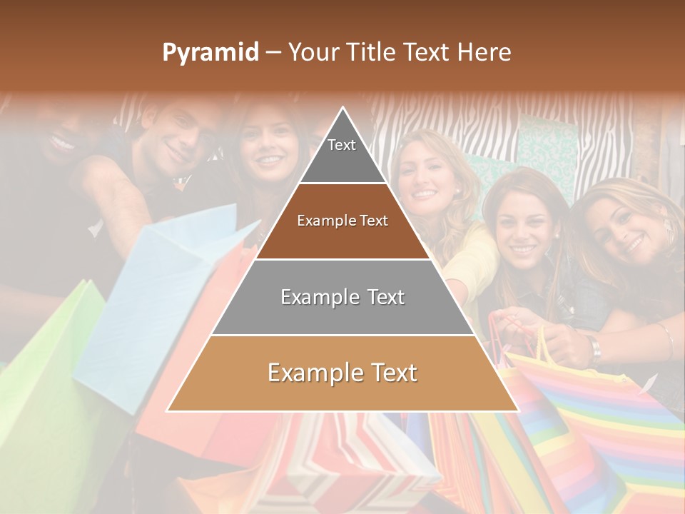 A Group Of People Holding Shopping Bags And Posing For A Picture PowerPoint Template